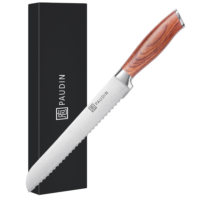 Vango Bread Knife 8''  High Carbon Steel With Pakka Wood Handle
