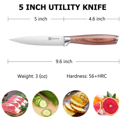 Vango Utility Knife 5''  High Carbon Steel With Pakka Wood Handle