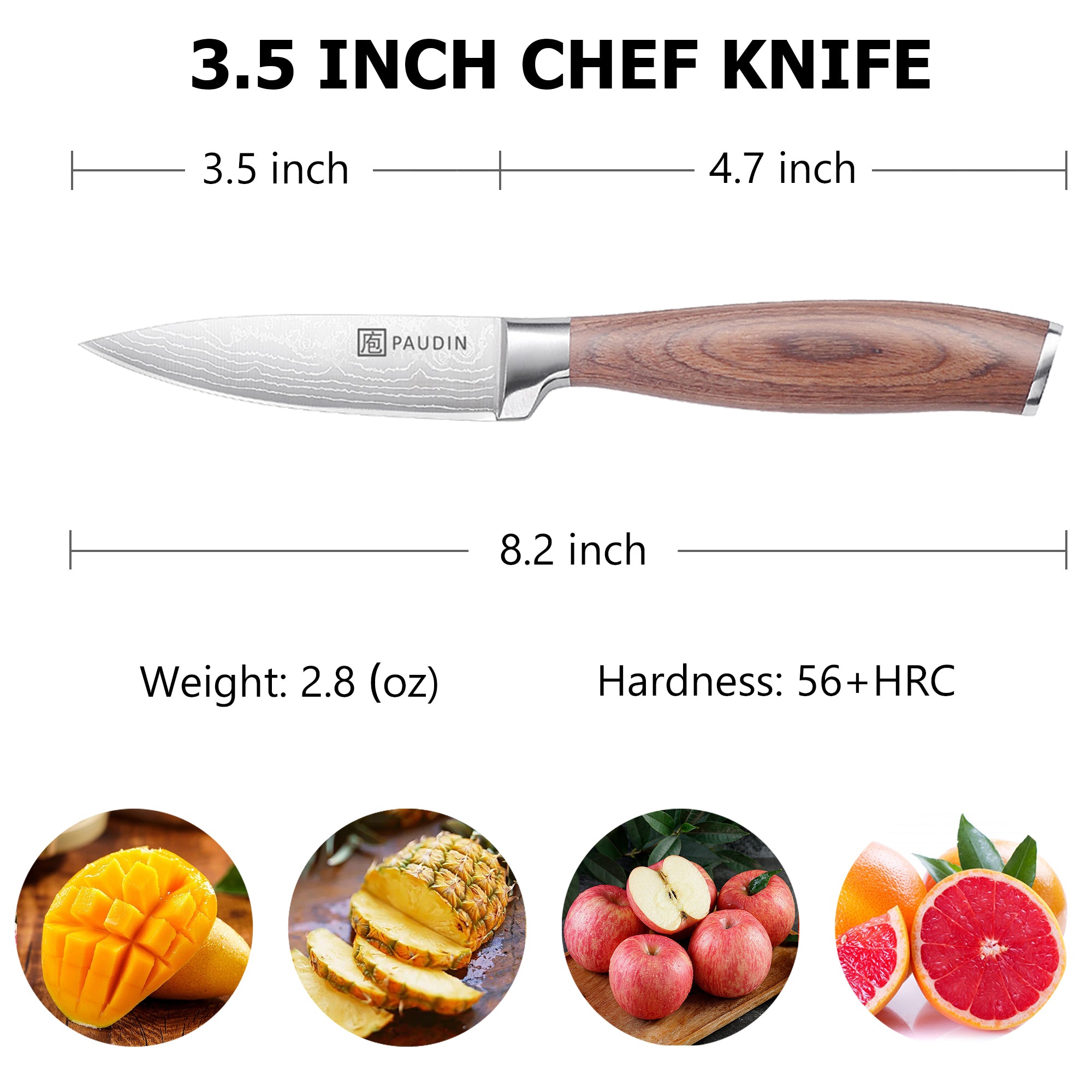 Vango Paring Knife 3.5''  High Carbon Steel With Pakka Wood Handle