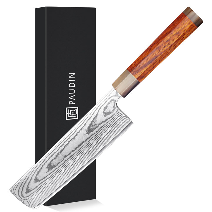 Shiro Nakiri knife 7 Knife 67 layers of Damascus steel  With Cuibourtia wood Handle