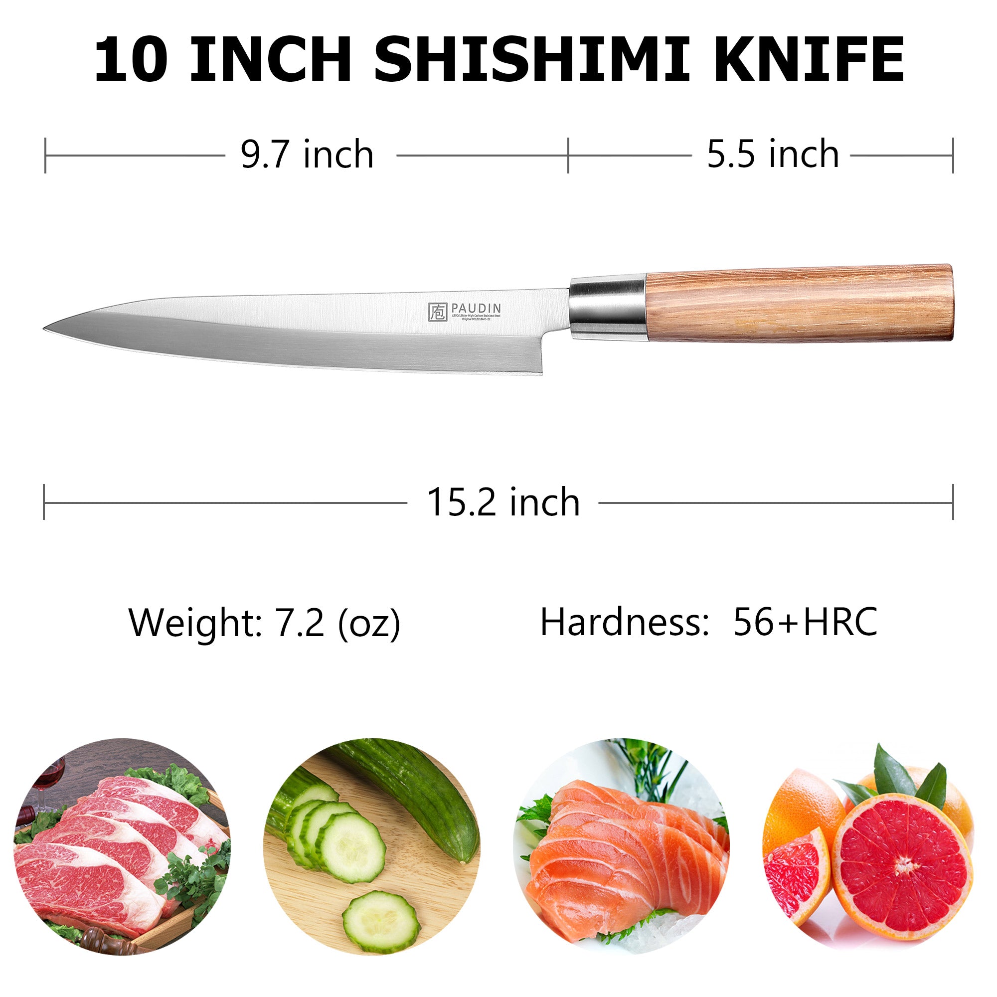Master collection 10'' Sashimi Knife With Zebrawood handle