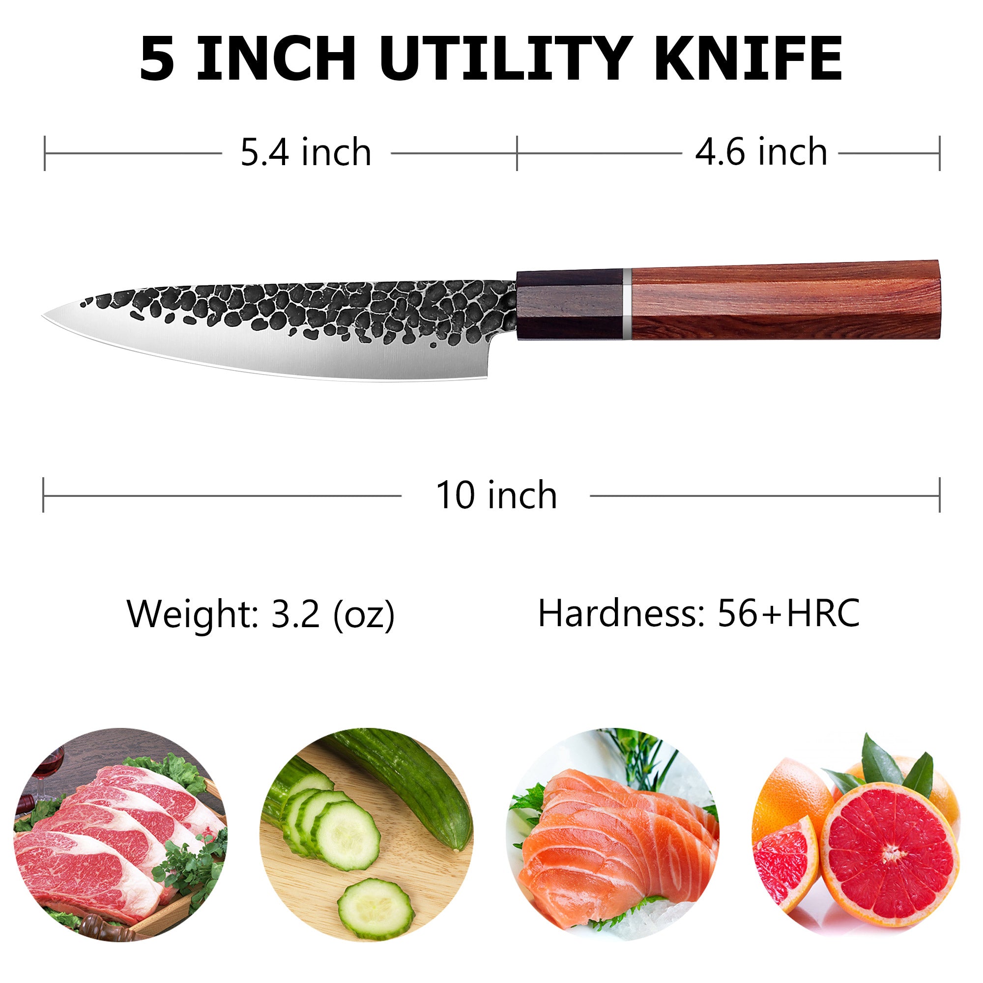 Tokyo Vintage 5 Inch Utility Knife With Cuibourtia Wood Handle