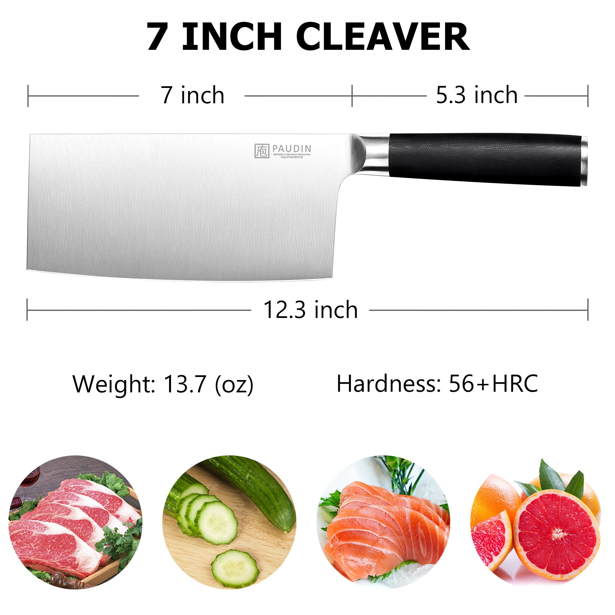 Qian Pro 7 Inch Cleaver Knife With G10 Handle