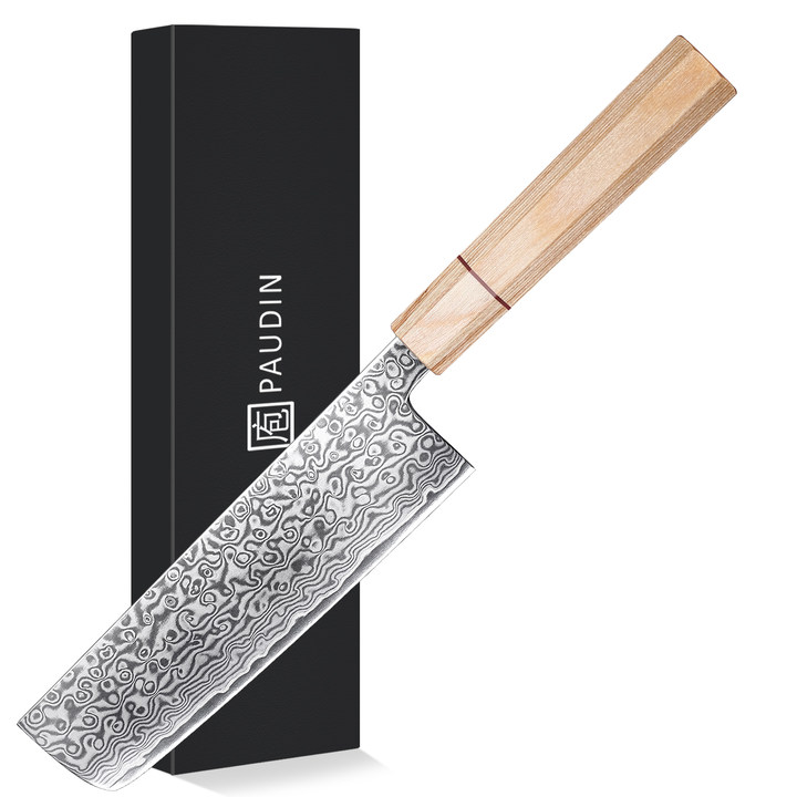 Sakura knives Nakiri knife 7 inch Knife 67 layers of Damascus Steel Pakkawood Handle With Red G10 Ring Handle Kitchen knives