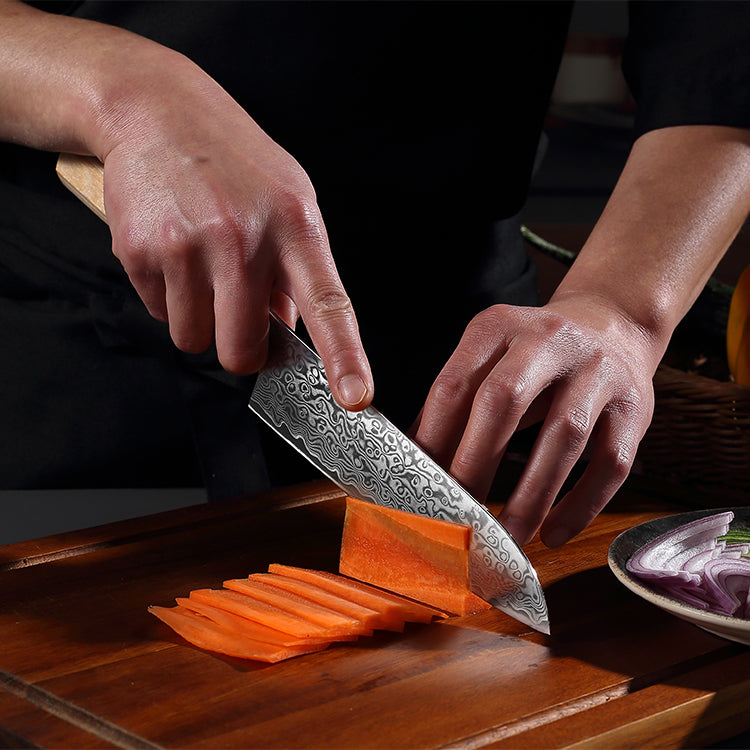 Sakura knives Utility knife 5 inch Knife 67 layers of Damascus Steel Pakkawood Handle With Red G10 Ring Handle Kitchen knives