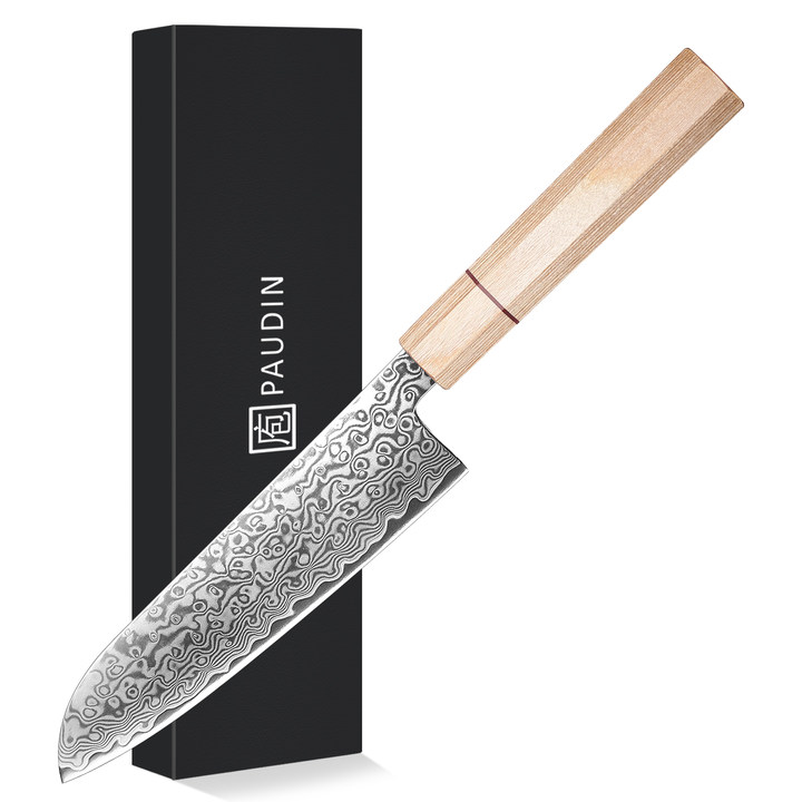 Sakura knives Utility knife 5 inch Knife 67 layers of Damascus Steel Pakkawood Handle With Red G10 Ring Handle Kitchen knives