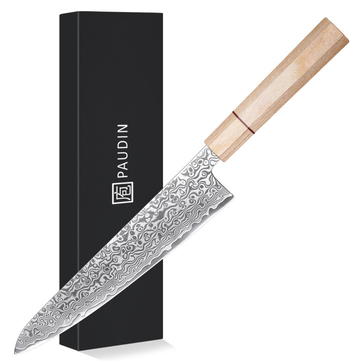 Sakura knives Chef knife 8 inch Knife 67 layers of Damascus Steel Pakkawood Handle With Red G10 Ring Handle Kitchen knives