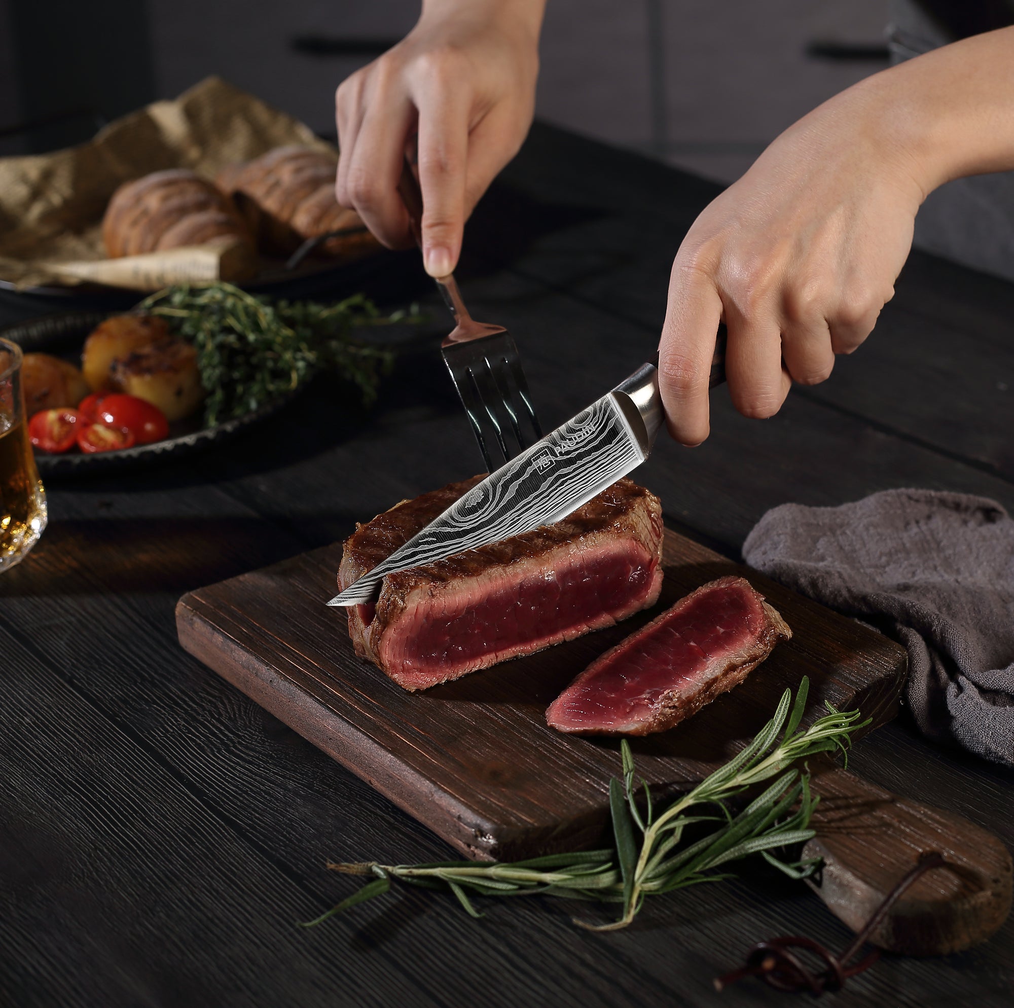 PAUDIN Steak Knives Set of 6, Kitchen Steak Knife 4.5 Inch, High