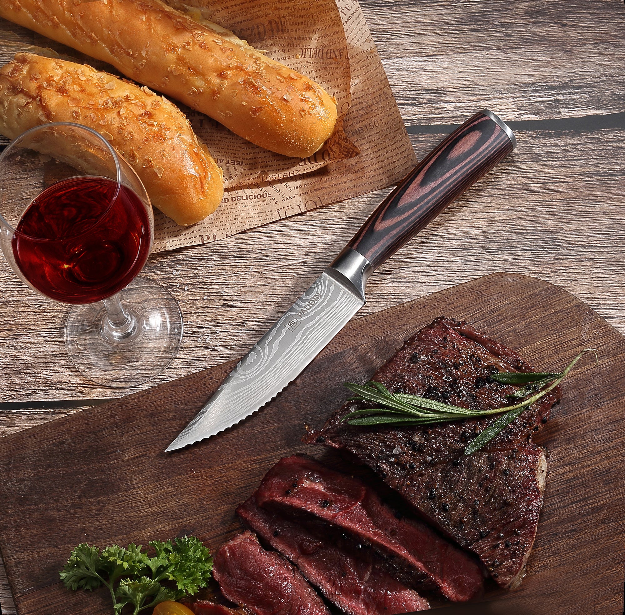 PAUDIN Steak Knives Set of 6, Kitchen Steak Knife 4.5 Inch, High Carbon  Stainless Steel Steak Knives, Serrated Steak Knife with Pakkawood Handle